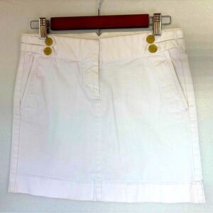 J. Crew White Mini Skirt with Yellow Buttons